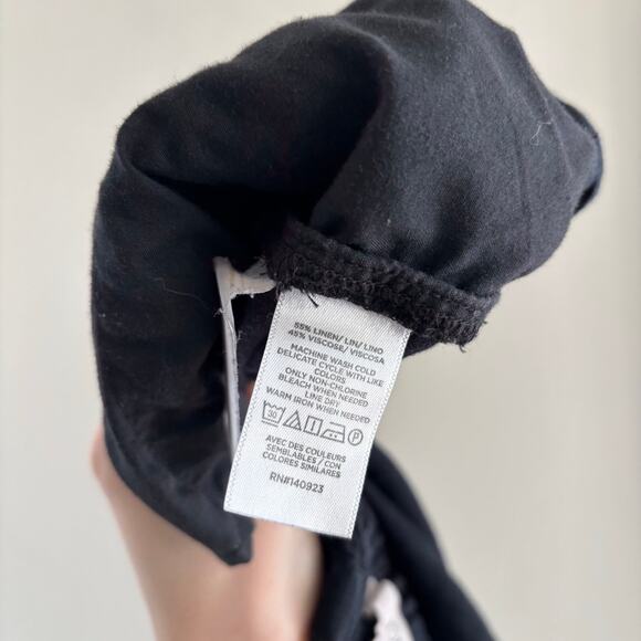 Loft Black Linen Blend Shorts Relaxed Side Pockets Women's Size Large - Picture 4 of 7